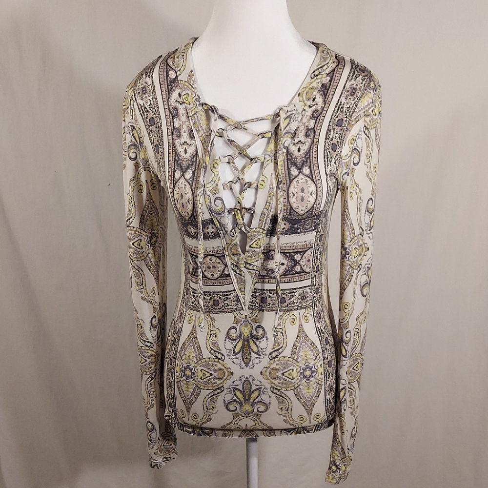 Free People paisley lace-up top
